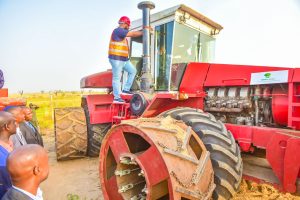 Niger State Governor, Farmer Mohammed Umar Bago inspecting the heavy duty Machine for Farming